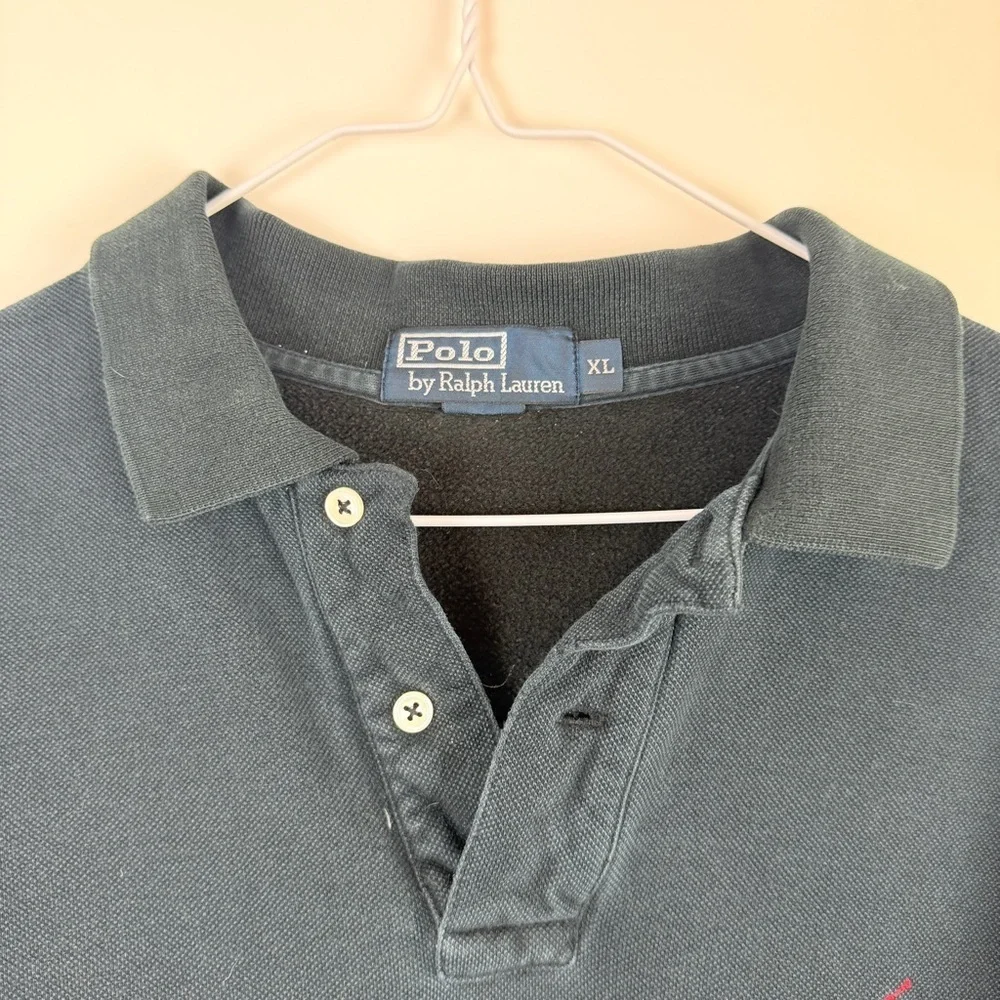 Vintage Polo by Ralph Lauren 90s Rugby Shirt Fleece-Lined Pullover Long Sleeve